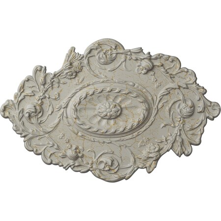 Strasbourg Ceiling Medallion, Hand-Painted Pot of Cream Crackle, 30 1/2"W x 20"H x 1 1/2"P